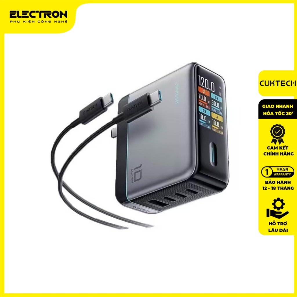 Củ sạc nhanh CUKTECH 10 Ultra GaN 120W Super Charger – AD1204U