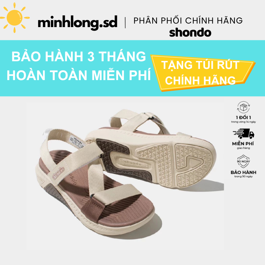 Giày Sandals Nam Nữ Shondo F7 Racing Be Phối Nâu F7R2595