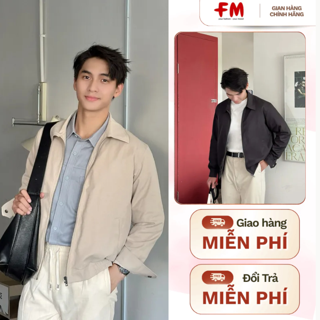 Áo Khoác Kaki Nam FMSTYLE Cổ Bẻ Dáng Basic - Jacket Kaki Nam Cao Cấp Phong Cách Hàn Quốc   26030030
