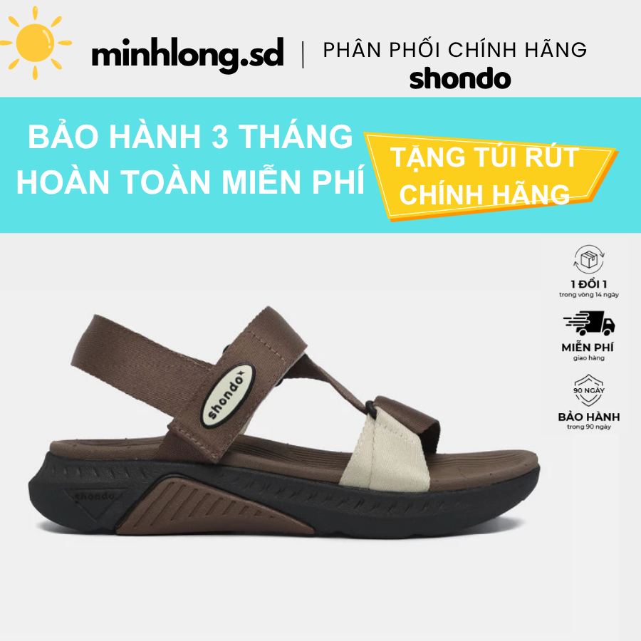 Giày Sandal Nam Nữ F7 Racing Êm Nhẹ Màu Nâu Shondo F7R1099