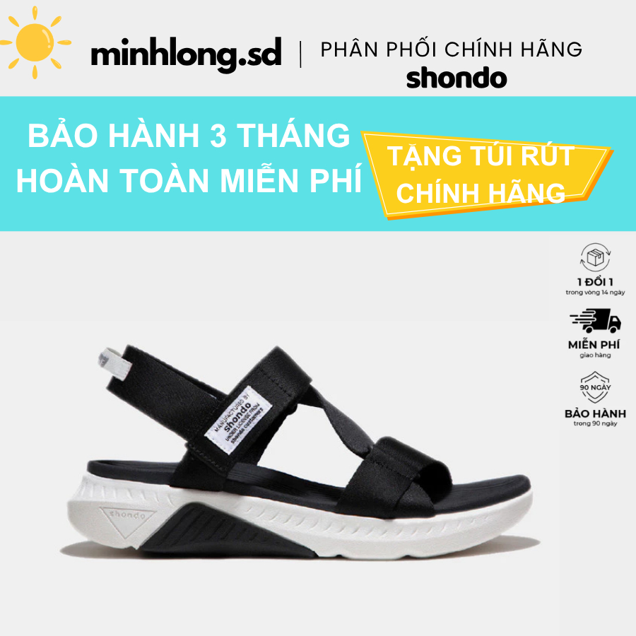 Giày Shondo Sandals F7 Racing F7R0010 đế trắng phối đen quai đen