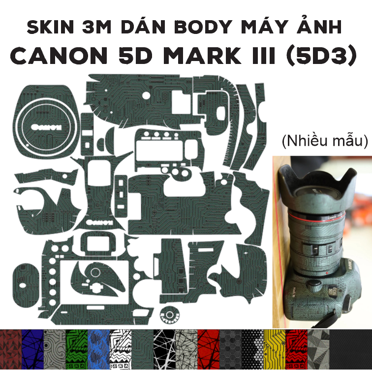 Skin 3M dán Canon 5D Mark III (Nhiều mẫu) | Miếng film dán chống bám bẩn cho body máy ảnh 5D3