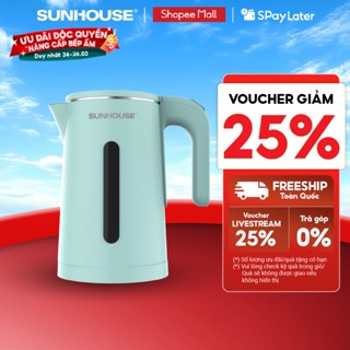 Ấm siêu tốc Inox 304 1.8L SUNHOUSE SHD1351/SHD1353 - Thân ấm 2 lớp - Vỏ nhựa PP chống bỏng - Tự động tắt khi nước sôi