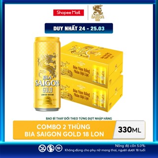 Nồng Độ Cồn 5.0% - Combo 2 Thùng 18 Lon Bia Sài Gòn Gold 330ml