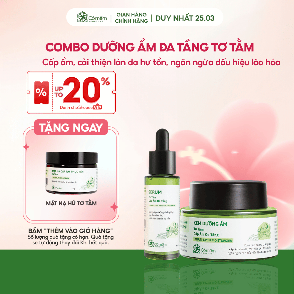 [MUA 2 TẶNG 1]Combo Dưỡng Da Mặt Serum Kem Dưỡng Ẩm Đa Tầng Tơ Tằm HA B5 Creamide Betaglucan Cỏ Mềm
