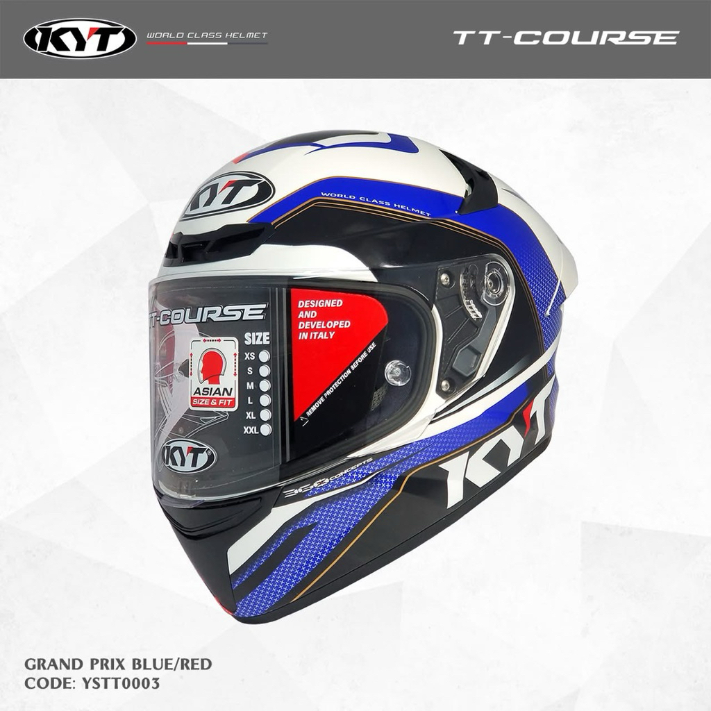 Nón Bảo Hiểm Fullface KYT TT-COURSE Grand Prix Blue Red  CHÍNH HÃNG