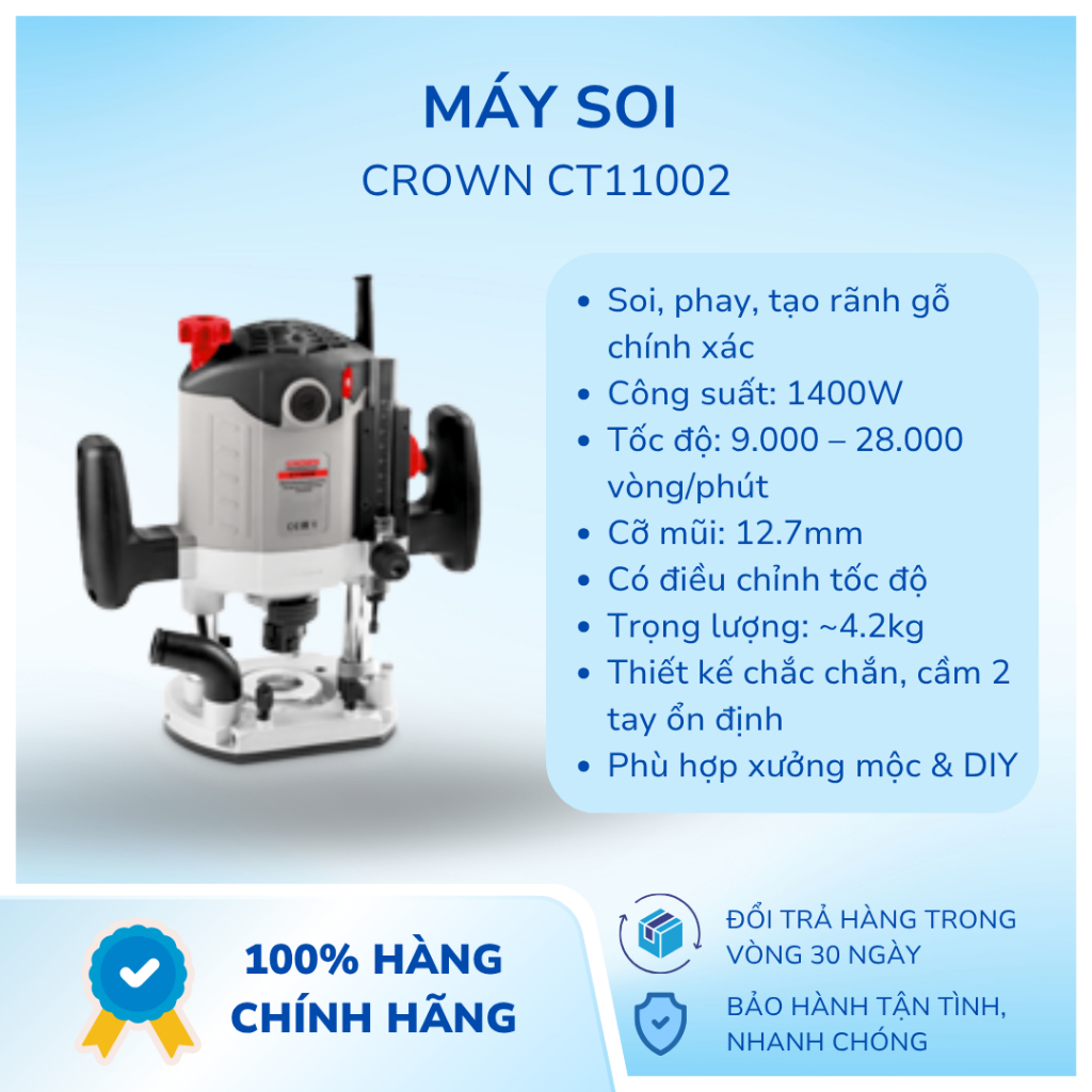 [Chính hãng] Máy xoi Crown CT11002 12mm