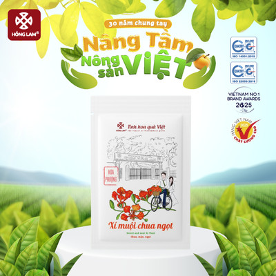 Xí muội chua ngọt Hồng Lam dạng túi 80gram. Có vị chua, ngọt