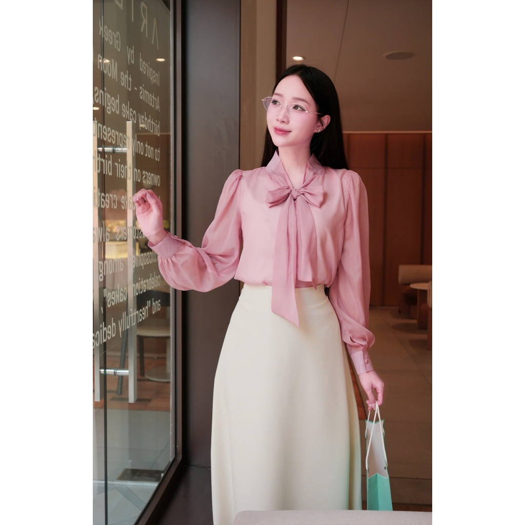 Adeline house - Áo voan nàng thơ “April Bow” - Màu Hồng - TK152.5