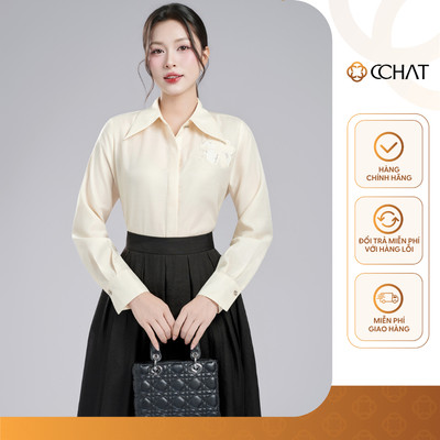 Áo Sơ Mi Nữ 𝐂𝐂𝐇𝐀𝐓 Dáng Suông Linseta Cổ Đức Chất Liệu Voan Mềm Mại 25SDV2007ST