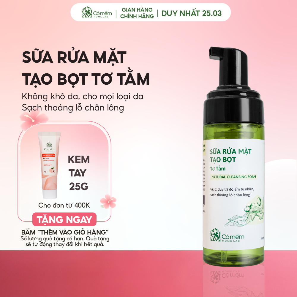 Sữa Rửa Mặt Tạo Bọt Tơ Tằm Dưỡng Ẩm Làm Sạch Sâu Cỏ Mềm 150ml