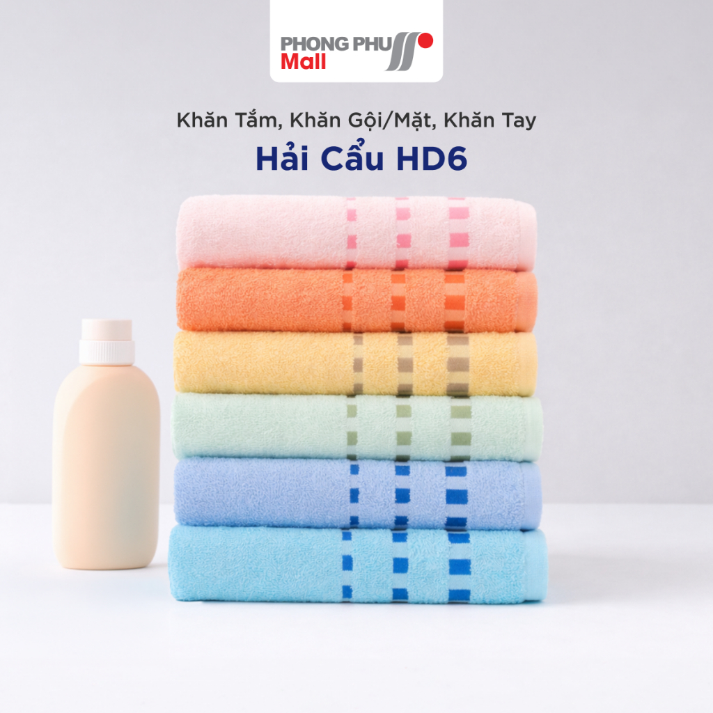 Khăn Tắm, Khăn Gội/Mặt, Khăn Tay Hải Cẩu HD6 Cotton Siêu Mềm Siêu Thấm Hút Phù Hợp Cho Người Lớn Thoải Mái Du Lịch, Spa