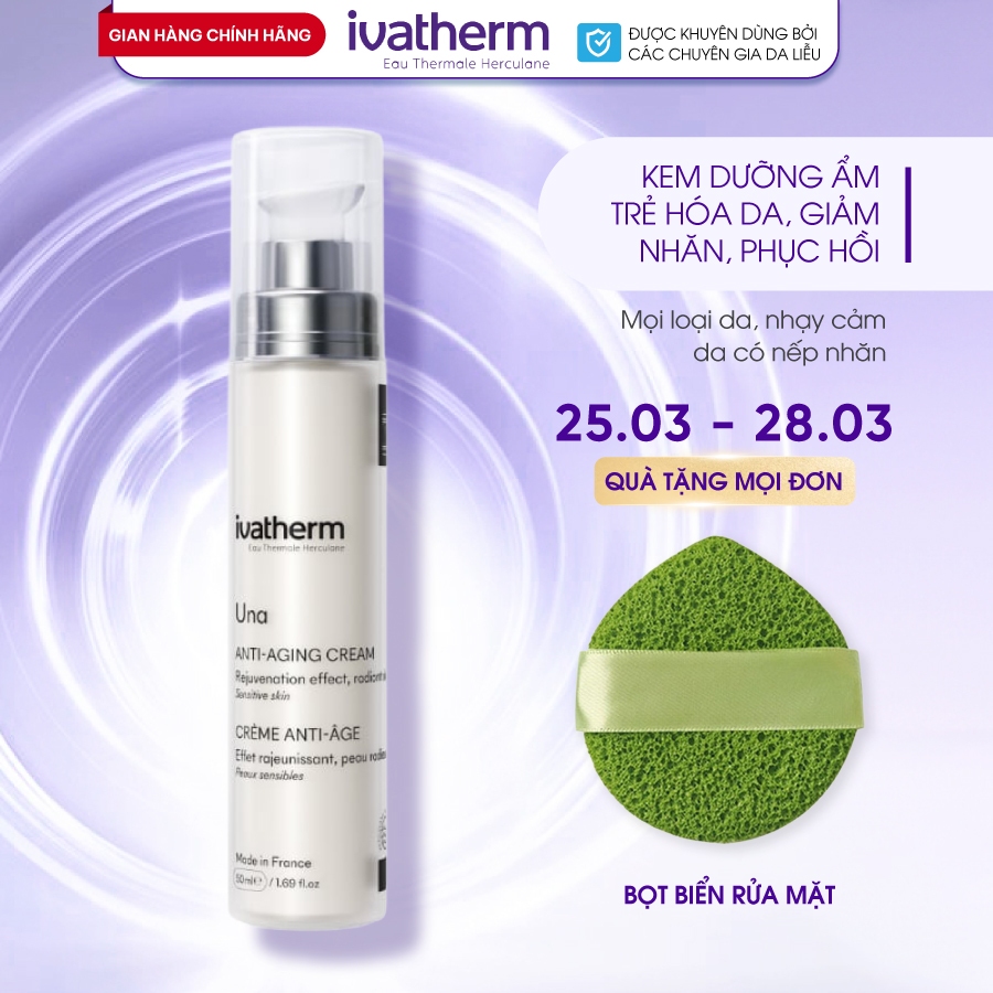 Kem dưỡng trẻ hóa Ivatherm Una giảm nhăn, phục hồi, chống lão hóa đa tầng Una Anti Aging Cream 50ml
