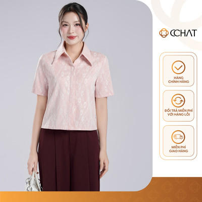Áo Sơ Mi Nữ 𝐂𝐂𝐇𝐀𝐓 Dáng Suông Lumi Cổ Đức Chất Liệu Cao Cấp 16FNT2034ST