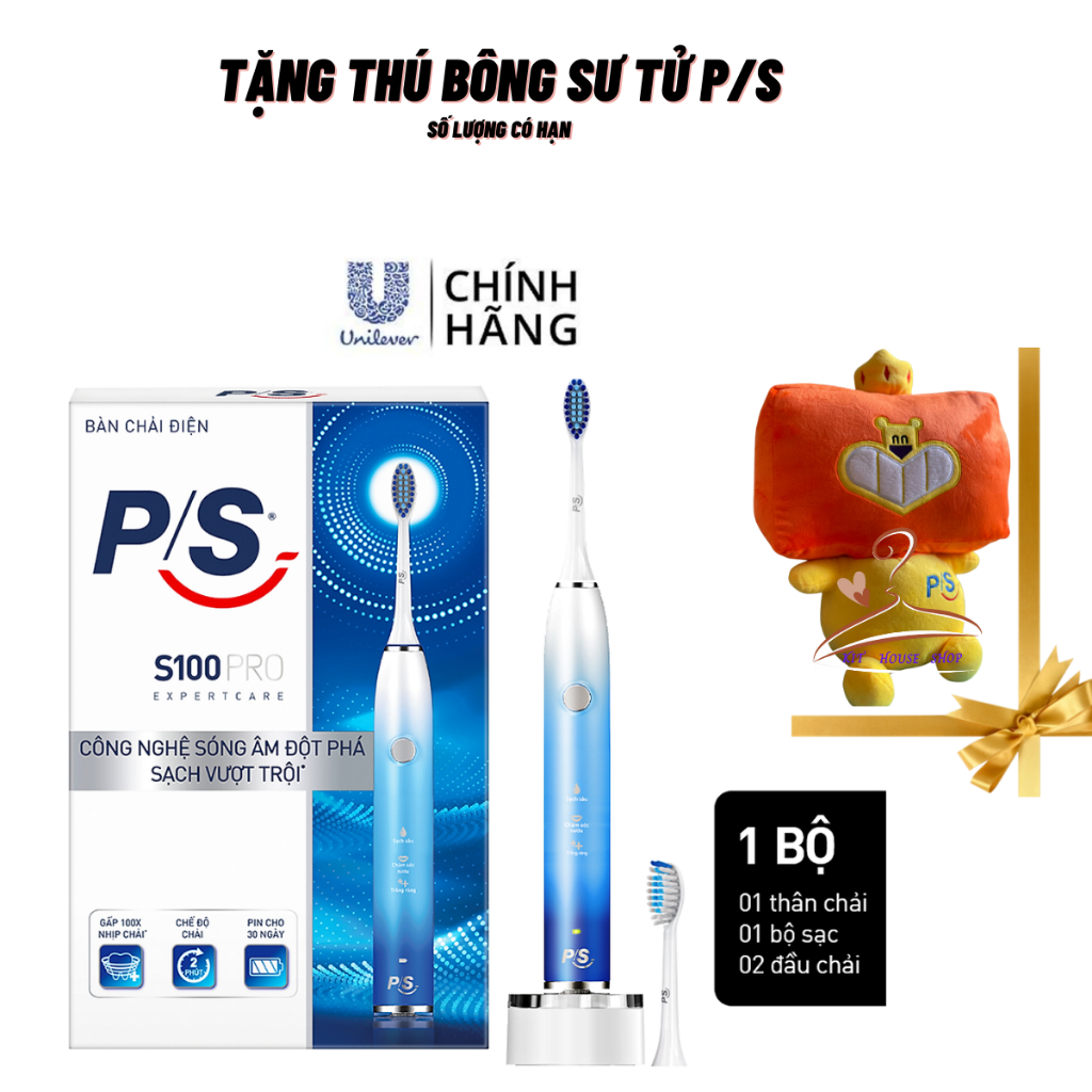 [Quà độc quyền]Bàn Chải Điện P/S S100 PRO - Công Nghệ Sóng Âm, Chải Sạch Mảng Bám Tới 10X