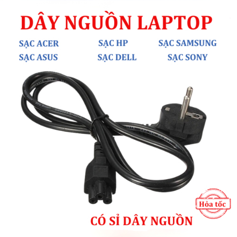 [HỎA TỐC 1H] Dây cáp nguồn sạc laptop 1,5m Dây nguồn laptop dùng cho Laptop Dell Asus Acer Hp Msi Lenovo Sony Toshiba