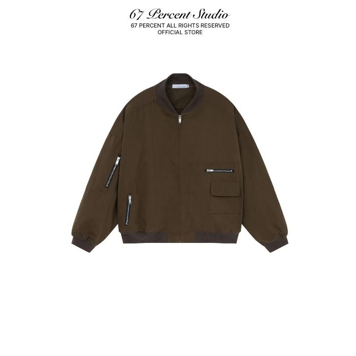 Áo Khoác Bomber Chất Liệu Kaki Màu Nâu 67PERCENT/67% - MIYAKE BOMBER