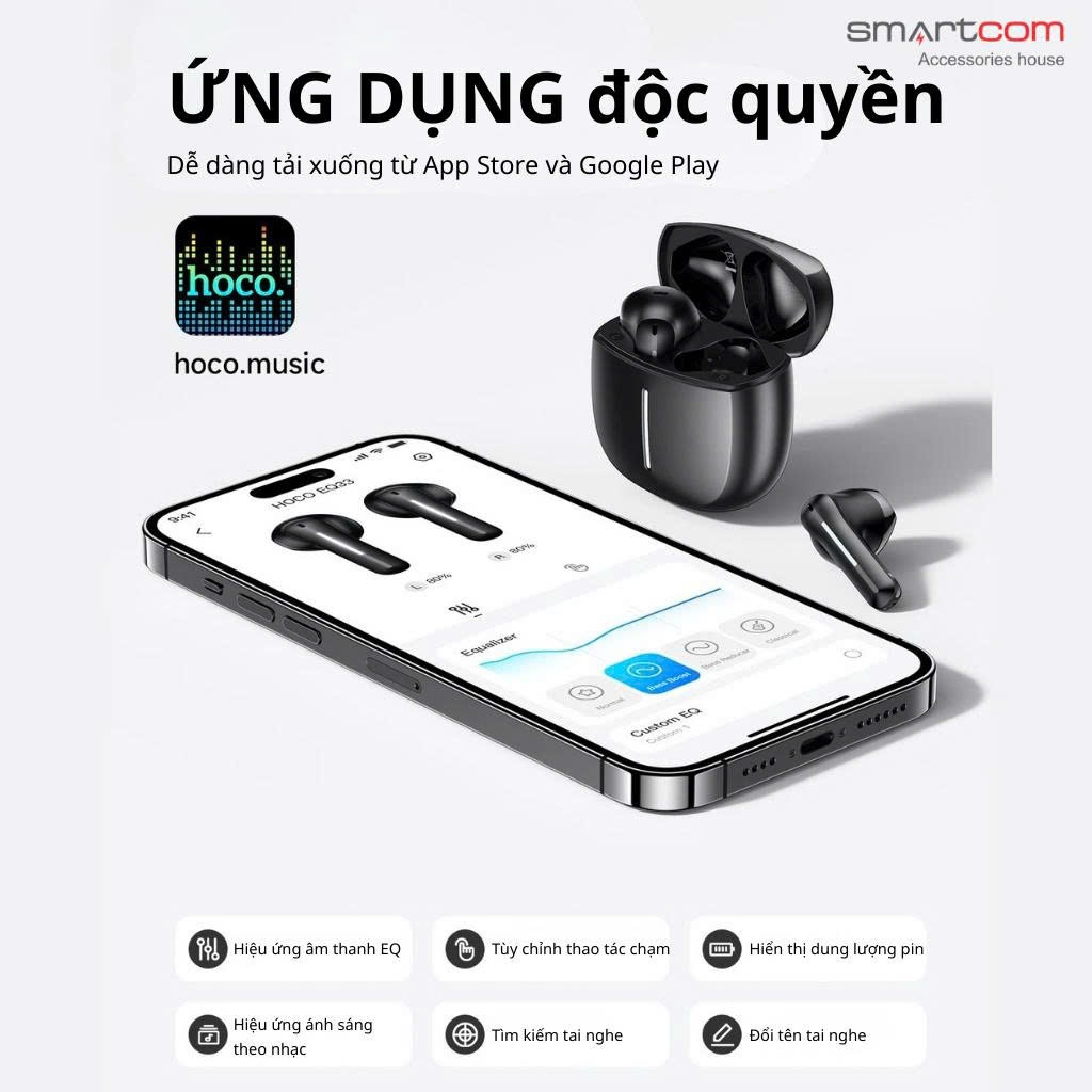 Tai nghe Bluetooth Hoco EQ33 / EQ34 plus phiên bản cải tiến nhất, tai nghe nhét tai bluetooth v5.4 pin 7 tiếng | BigBuy360 - bigbuy360.vn