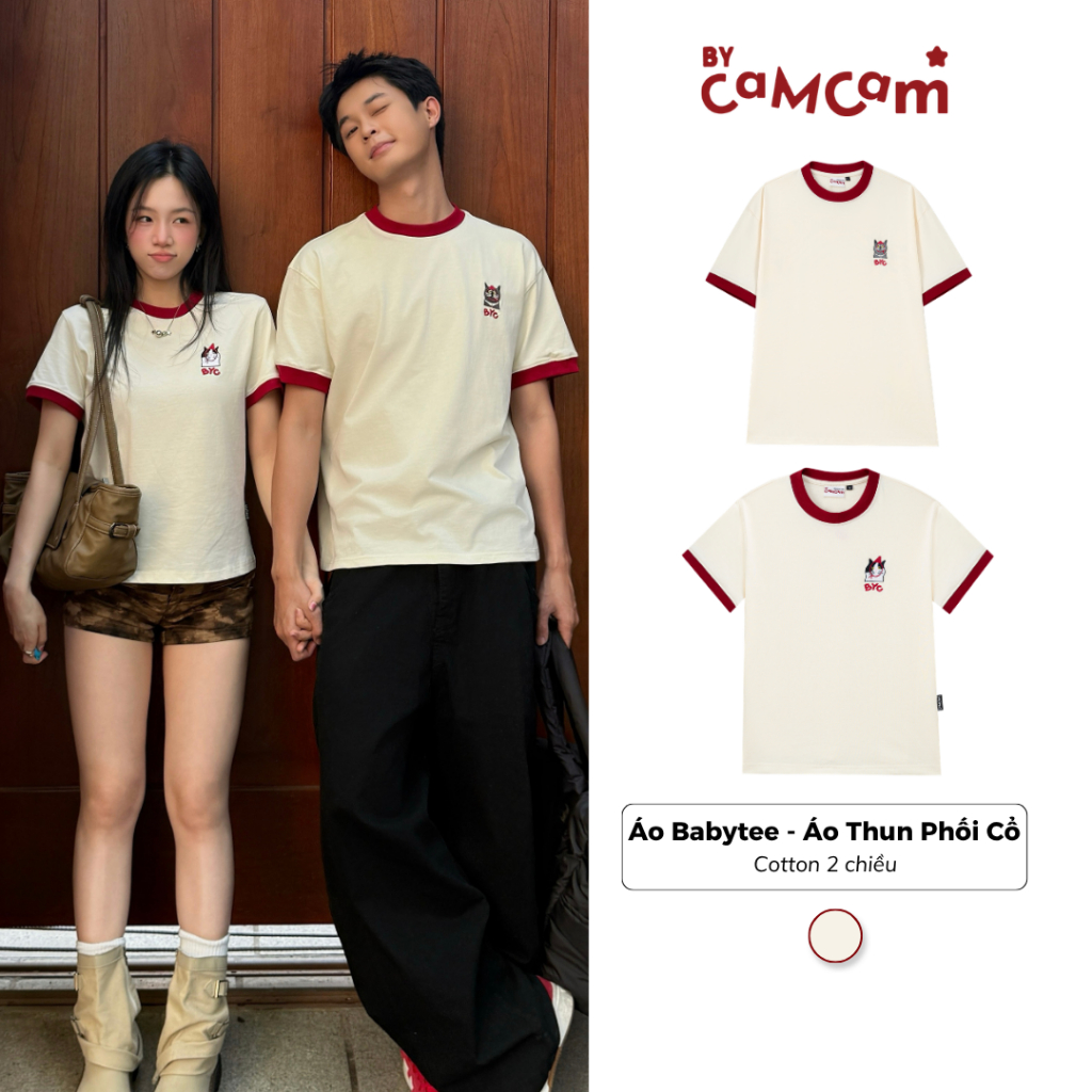 Áo Babytee - Áo Thun Ringer Tee Phối Cổ Mặc Đôi 𝑩𝒚𝒄𝒂𝒎𝒄𝒂𝒎 Áo Couple Cat Unisex Nam Nữ ATN488 | BigBuy360 - bigbuy360.vn