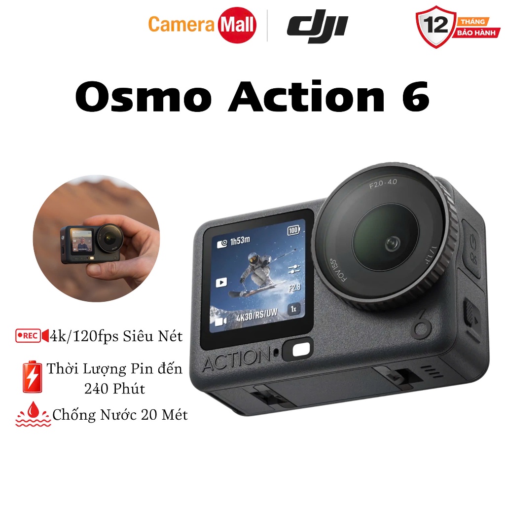 Camera Hành Động DJI Osmo Action 6 – Quay Video 8K, Cảm Biến 1/1.1", Bộ Nhớ Trong 50GB | Chính Hãng BH 12 Tháng | BigBuy360 - bigbuy360.vn