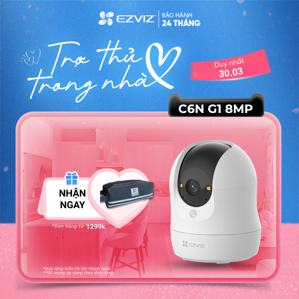 Camera EZVIZ C6N G1 8MP - Góc siêu rộng, Nhận Diện Người và Thú Cưng, True WDR Giảm Chói Sáng, Chạm 
