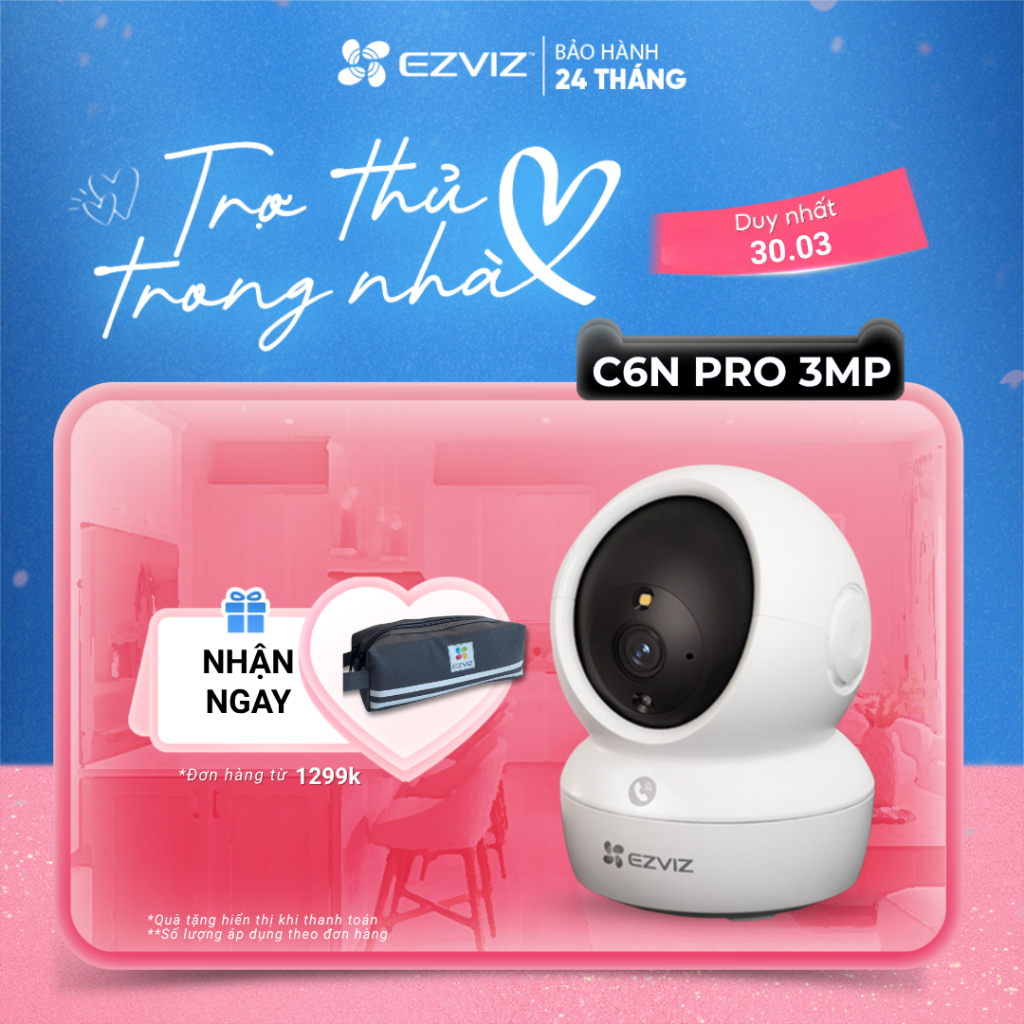 Camera WIFI EZVIZ C6N Pro 3MP Trong nhà, Quay Quét 360 Độ, Đàm Thoại 2 Chiều - Bản nâng cấp của C6N