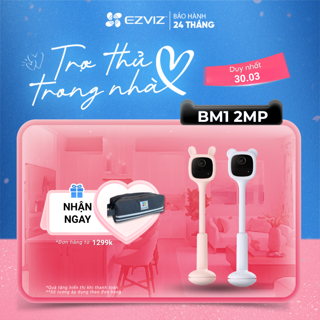 Camera Baby EZVIZ BM1, FHD 1080P, Pin Sạc & Wi-fi, Hồng Ngoại Vô Hình