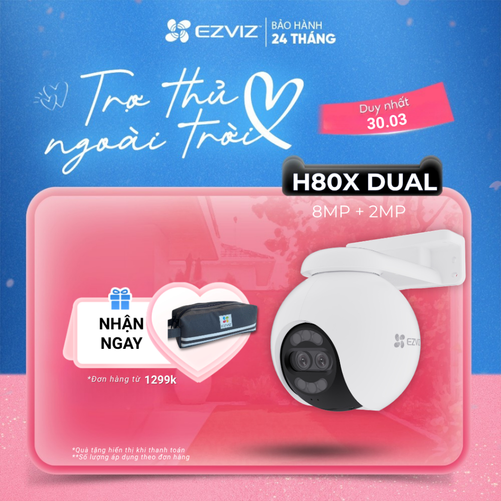 Camera WIFI EZVIZ H80X DUAL 4K Ống Kính kép, Phòng thủ chủ động với còi báo động & đèn chớp