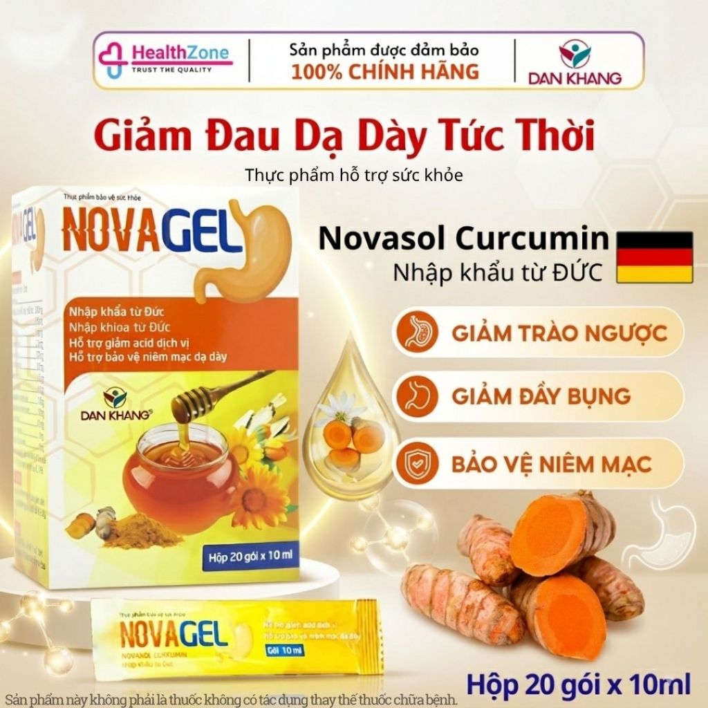 Gói uống hỗ trợ giảm đau dạ dày Novagel Dân Khang- Hộp 20 gói