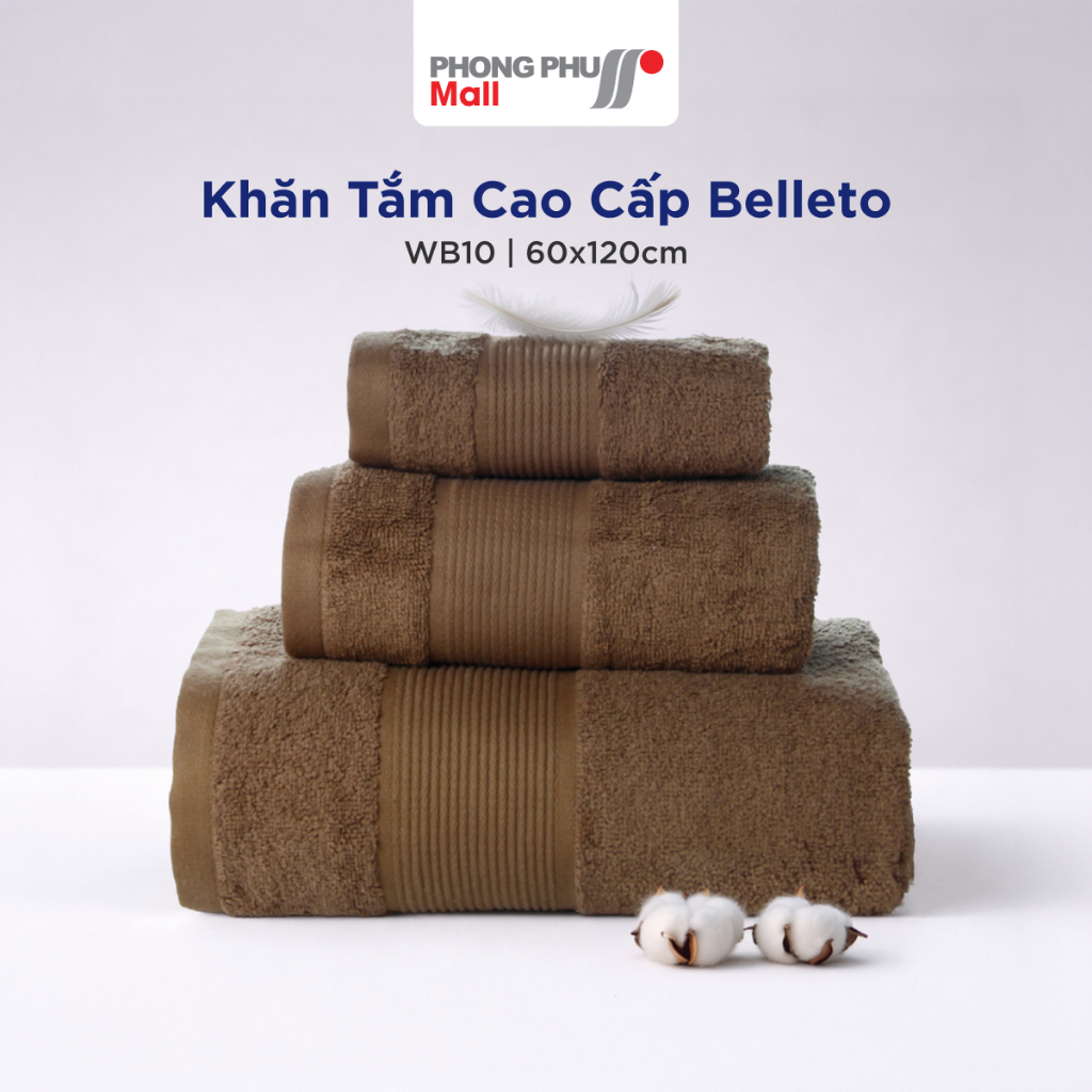 Khăn Tắm Cao Cấp Belleto WB10 | 60x120cm Siêu Mềm Và Siêu Thấm Hút, Không Xù An Toàn Cho Da Dành Cho