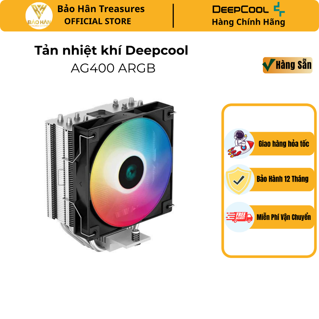 Tản nhiệt khí DeepCool AG400 ARGB - LED ARGB - Hàng Chính Hãng