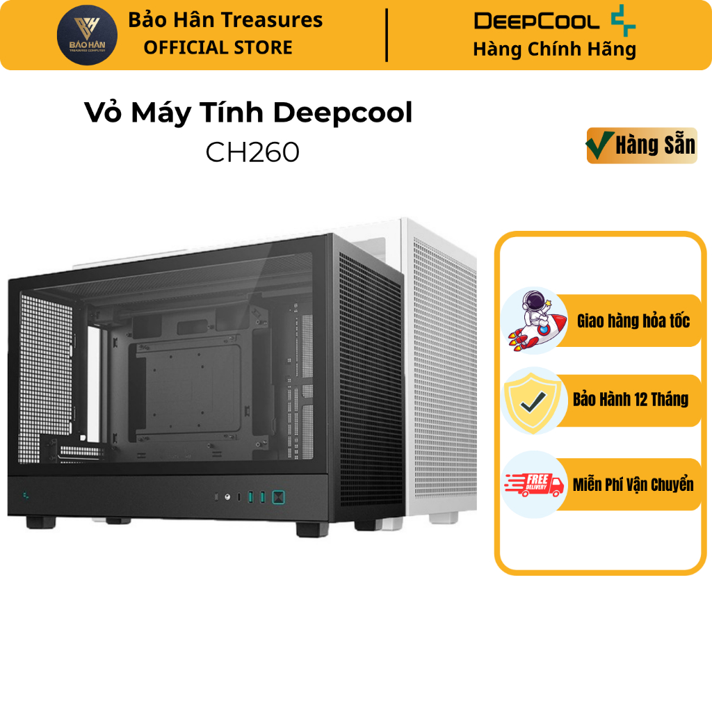 Case máy tính DEEPCOOL CH260 ( Black/ White) - Hàng Chính Hãng