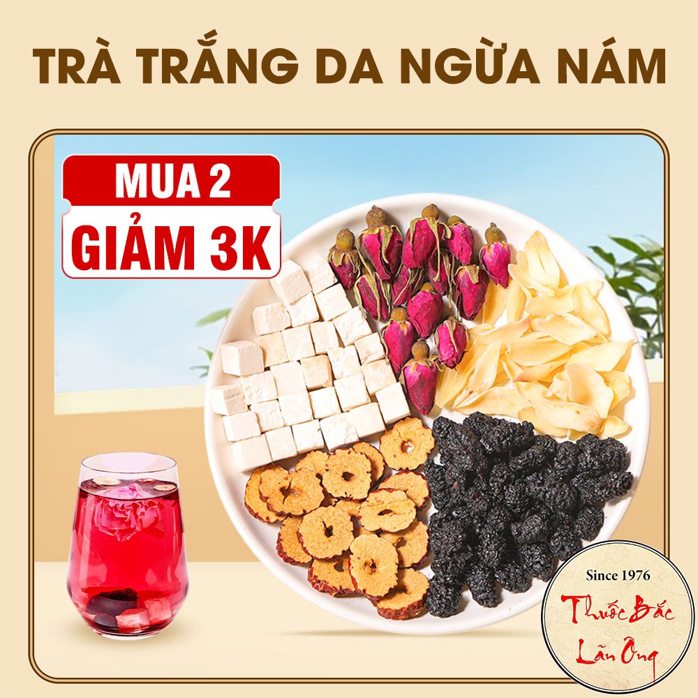 5-10 Set trà hoa hỗ trợ trắng da, set trà thảo mộc gồm Táo đỏ, bạch linh, dâu tằm, hoa hồng, bách hợp