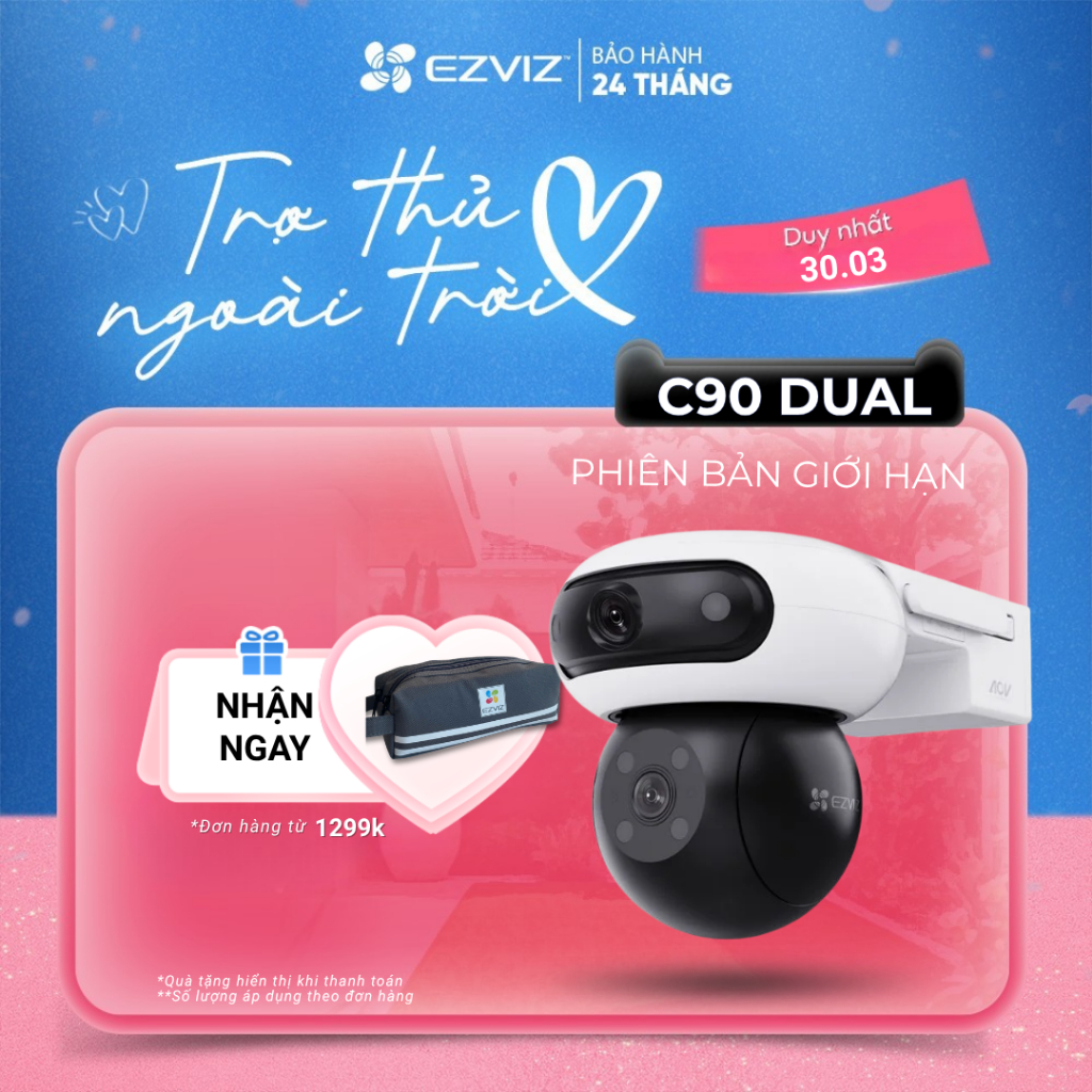 Camera WIFI EZVIZ H90 2K+ & 2K+ Ống Kính kép, Phòng thủ chủ động với còi báo động & đèn chớp, Phát h