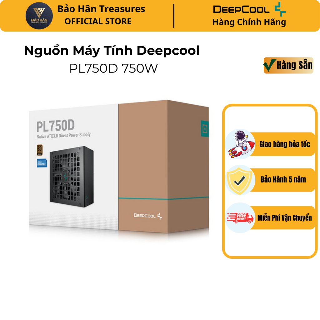 Nguồn máy tính Deepcool PL750D 750W 80 Plus Bronze ATX 3.0 - Hàng Chính Hãng