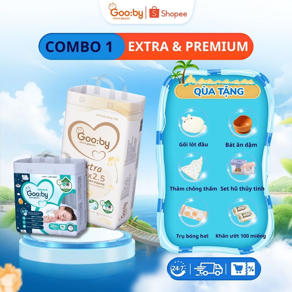 [Kèm quà] Tã/Bỉm dán và quần Gooby (ngày và đêm) siêu mỏng, siêu nhẹ, chống tràn cho bé từ 3-30kg