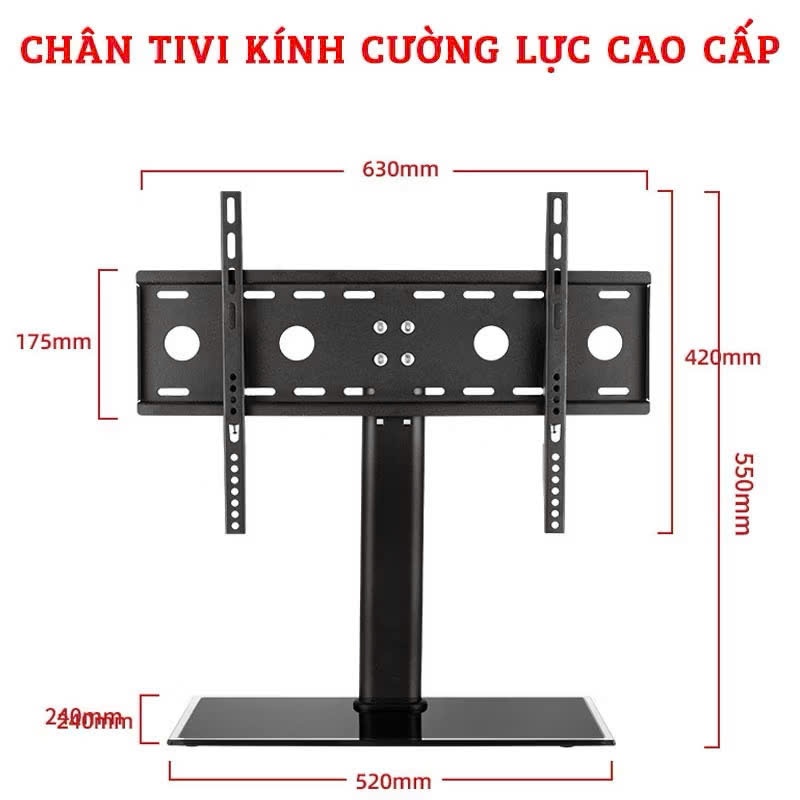 Chân Đế Tivi Đa Năng - Mặt kính Cường Lực 32-65 inch - Chân đế tivi để bàn cho mọi tivi