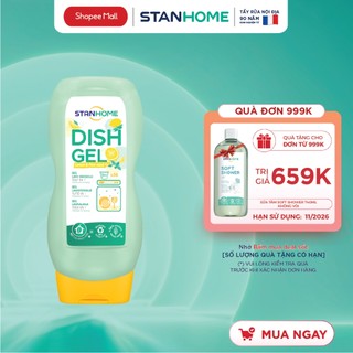 Nước rửa chén bát cho máy rửa chén Stanhome Dish Gel Hương Chanh Bạc Hà Làm Sạch Dầu Mỡ 720ML