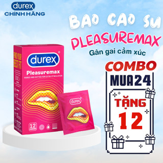 Bao cao su Durex Pleasuremax gân gai, size 56mm,12 bao/hộp - Chính Hãng.