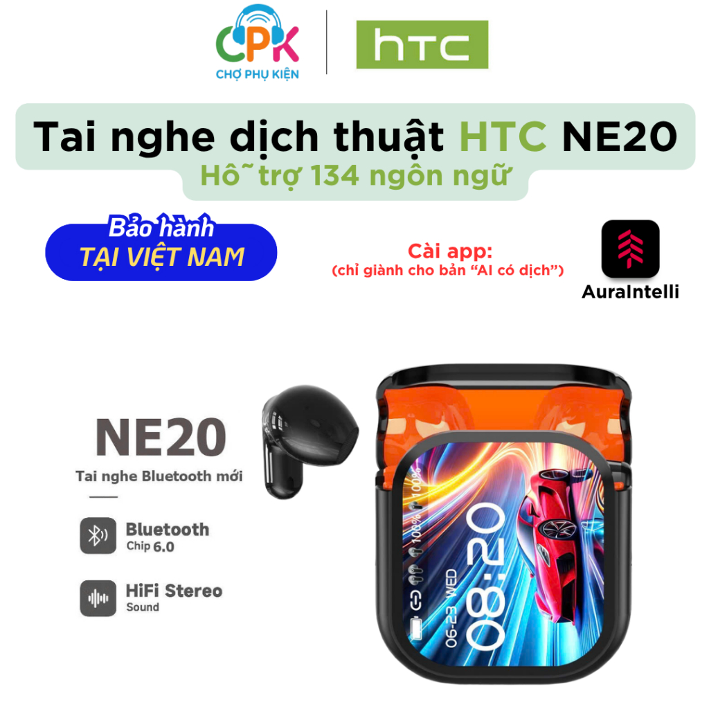 [ HỎA TỐC HCM ] Tai Nghe True Wireless Phiên dịch 134 ngôn ngữ HTC NE20 - HTC NE 20 | Có màn hình LE
