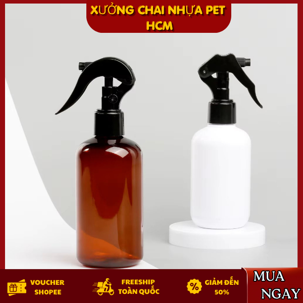 Chai Nhựa PET Bầu Tròn 300ml / 500ml Vòi Xịt Cò Súng – Bình Xịt Dung Dịch, Mỹ Phẩm Cao Cấp