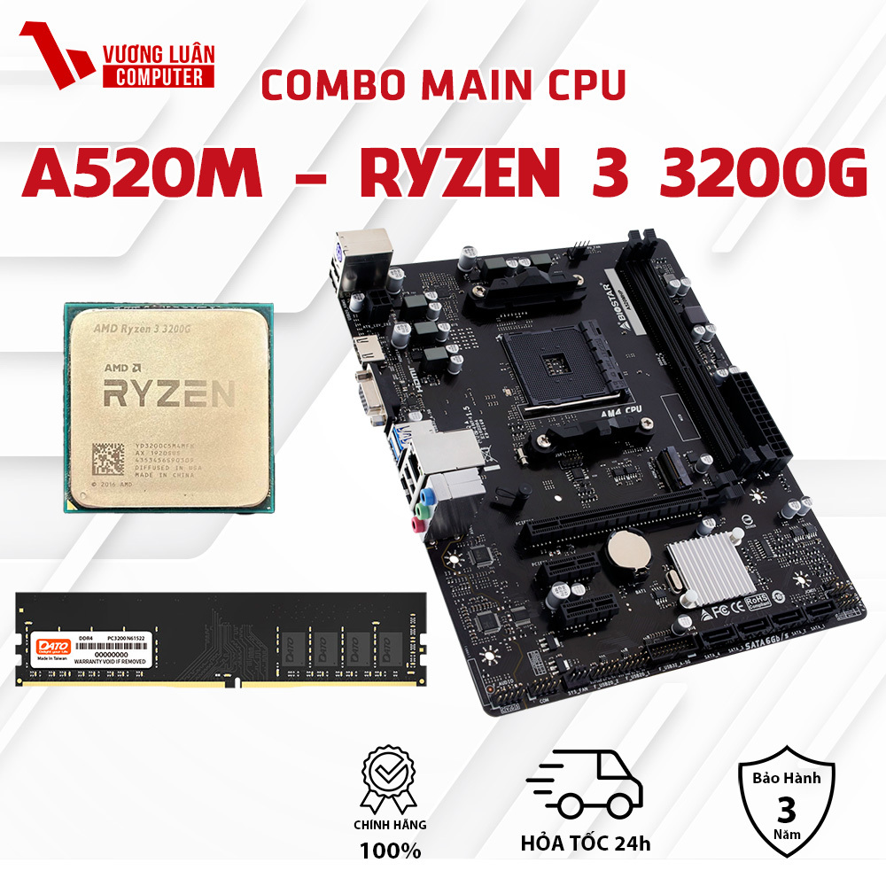 Bộ combo AMD AM4 A520M - Ryzen 3 3200G - Ram 8GB 16GB Tùy chọn Lắp sẵn