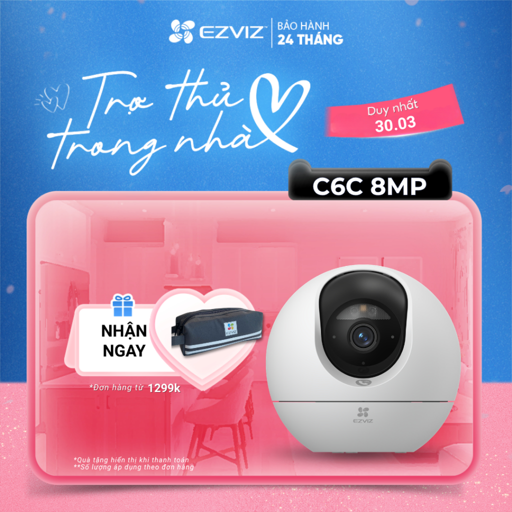 Camera WIFI EZVIZ C6c 8MP, Đàm thoại 2 chiều, Ghi hình màu ban đêm, Nhận dạng cử chỉ để gọi