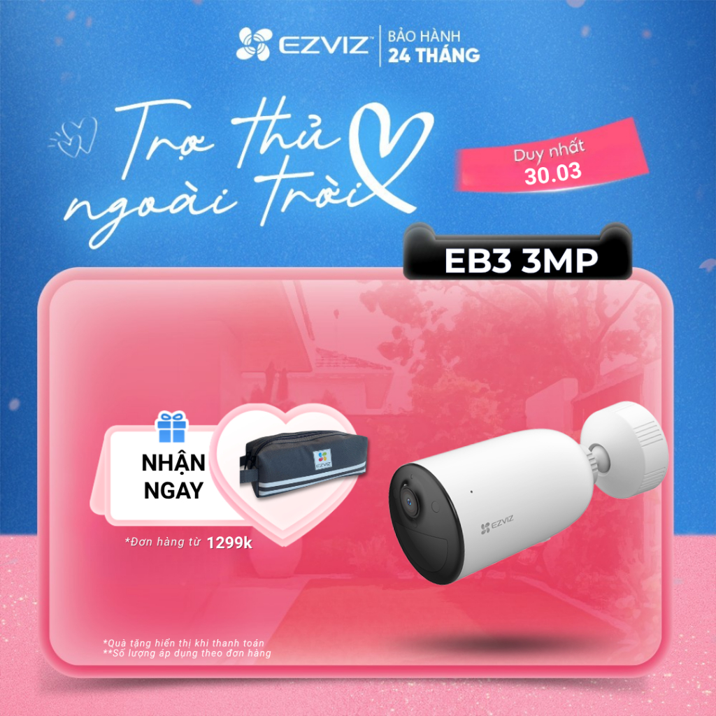 Camera Pin Sạc Ngoài Trời EB3 EVZIZ 2K, Có Màu Ban Đêm, IP Chống Chịu Thời Tiết