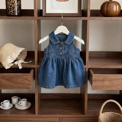 Váy Sát Nách Cổ Bèo Denim Màu Xanh Cho Bé Gái 1-8 Tuổi MINTSCLOSET Quảng Châu - GV0430