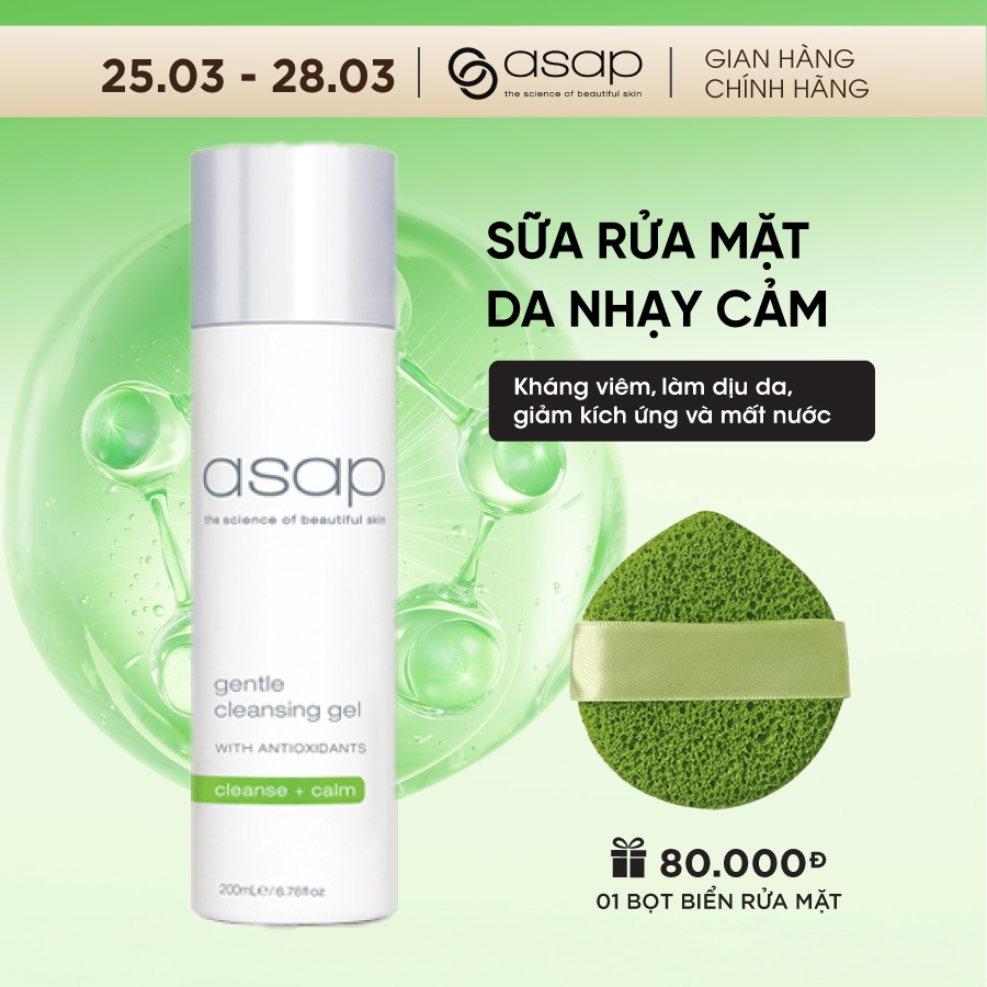 Sữa rửa mặt da nhạy cảm làm dịu da Asap Gentle Cleansing Gel