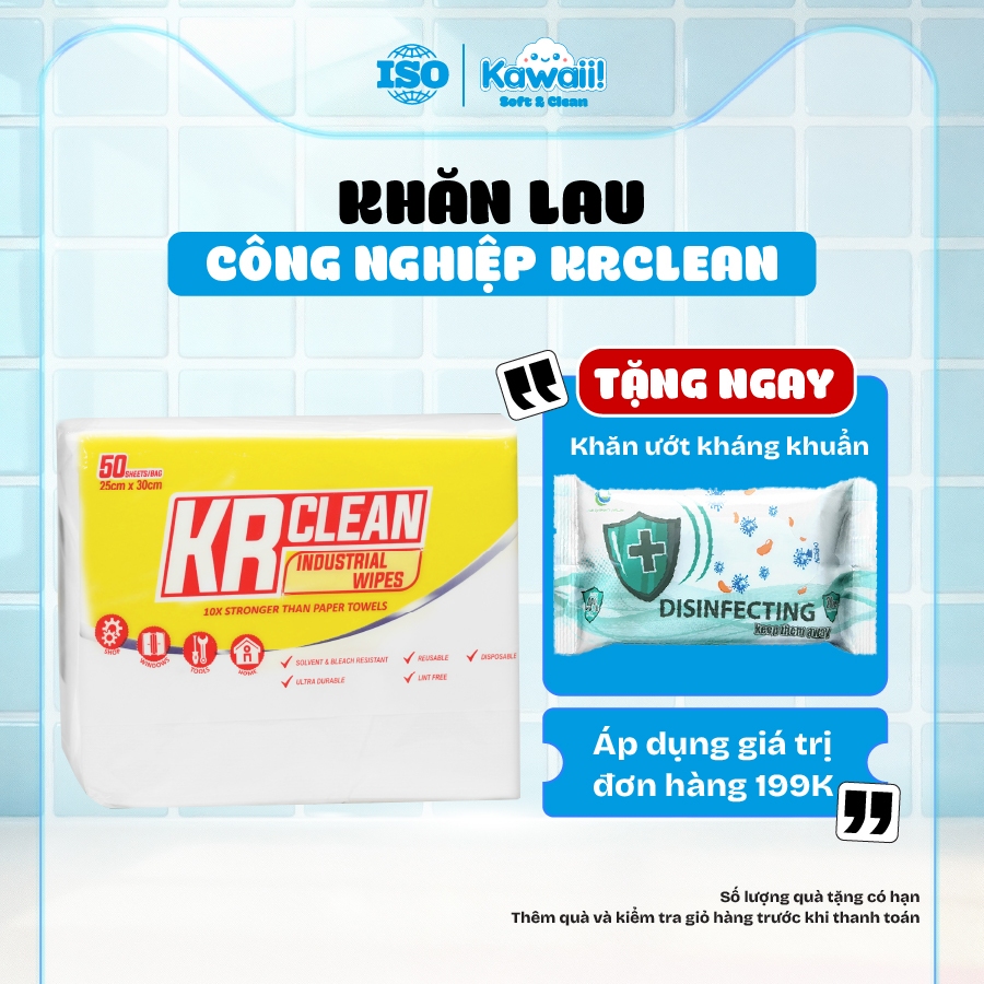Khăn lau công nghiệp KRCLEAN khăn vải lau thấm hút dầu nhớt lau thiết bị máy móc khăn lau phòng sạch