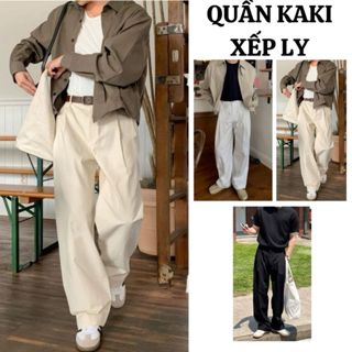 Quần KAKI Xếp Ly Cạp Cao Ống Rộng Nam Nữ Cạp Chun FABUMAN Phong Cách Hàn Quốc Trẻ Trung BIGSIZE