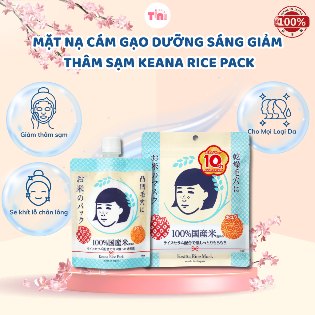 Mặt Nạ Cám Gạo Keana Rice Pack 170g Nhật Bản - Dưỡng Ẩm Sâu Se Khít Lỗ Chân Lông Dưỡng Sáng Da