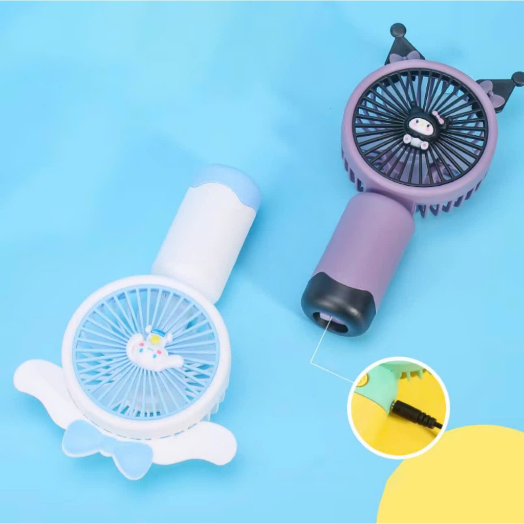 Quạt cầm tay mini dễ thương di động có thể sạc lại pin gió mạnh tốc độ turbo phản lực, quạt để bàn hoạt hình kèm giá đỡ | BigBuy360 - bigbuy360.vn